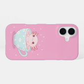 Cute axolotl in a cup iPhone 16 hoesje (Achterkant horizontaal)