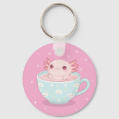 Cute axolotl in a cup sleutelhanger (Voorkant)