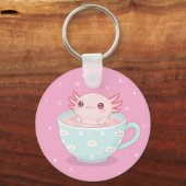Cute axolotl in a cup sleutelhanger (Voorkant)