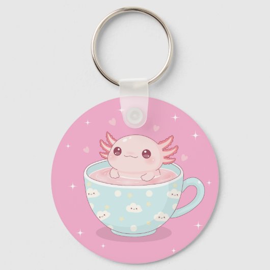 Cute axolotl in a cup sleutelhanger (Achterkant)
