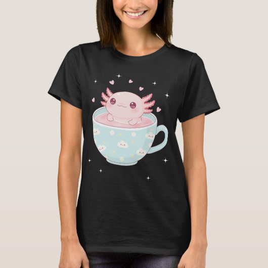 Cute axolotl in a cup t-shirt (Voorkant)