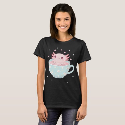 Cute axolotl in a cup t-shirt (Voorkant volledig)