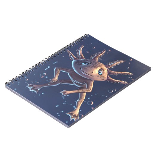 Cute axolotl in water notitieboek (Linkerzijde)