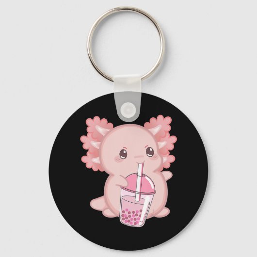 Cute Axolotl Japanse aardbeienmelk Anime Pink K Sleutelhanger (Voorkant)