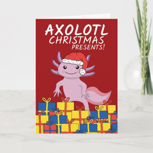 Cute Axolotl kerstcadeaukaart Feestdagen Kaart (Voorkant)