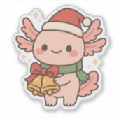 Cute Axolotl Kerstklokken Sticker (Voorkant)