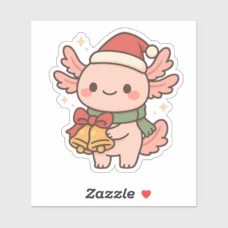 Cute Axolotl Kerstklokken Sticker
