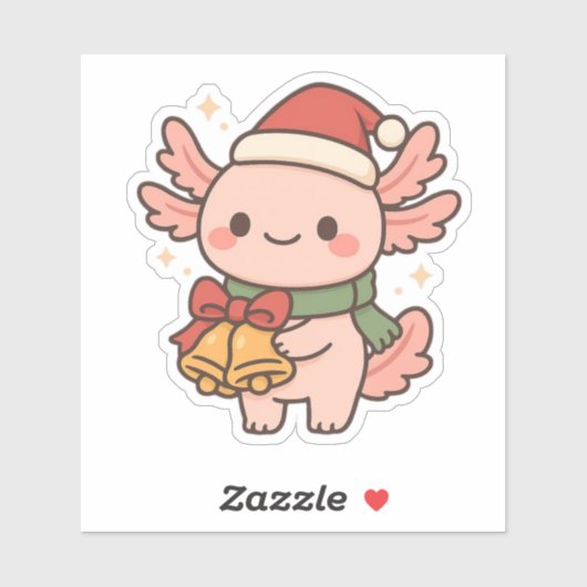 Cute Axolotl Kerstklokken Sticker (Vel)