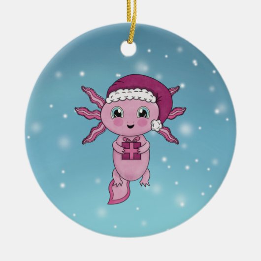 Cute Axolotl Kerstmis Keramisch Ornament (Voorkant)