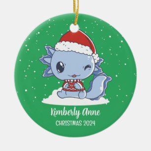 Cute Axolotl Kerstmis Snowy Winter Holiday Keramisch Ornament