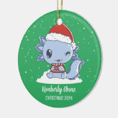 Cute Axolotl Kerstmis Snowy Winter Holiday Keramisch Ornament (Links)