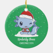 Cute Axolotl Kerstmis Snowy Winter Holiday Keramisch Ornament (Achterkant)