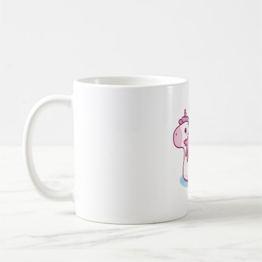 Cute Axolotl-koeling op Unicorn Pool Float Drinki Koffiemok (Links)