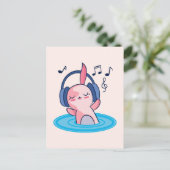 Cute Axolotl Listening to Music Briefkaart (Staand voorkant)