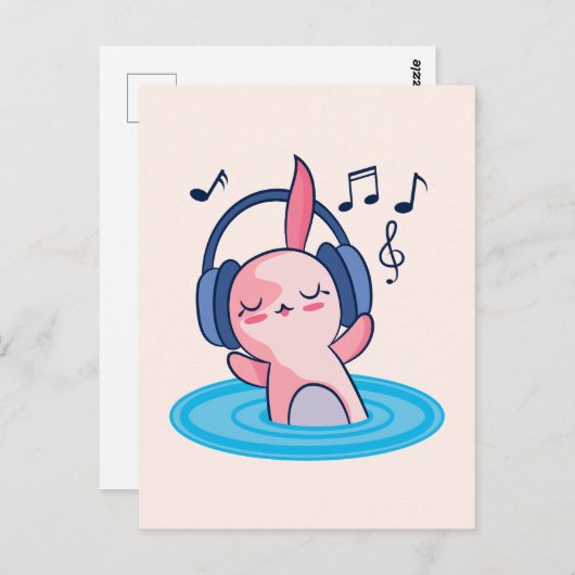 Cute Axolotl Listening to Music Briefkaart (Voorkant / Achterkant)