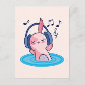 Cute Axolotl Listening to Music Briefkaart (Voorkant)