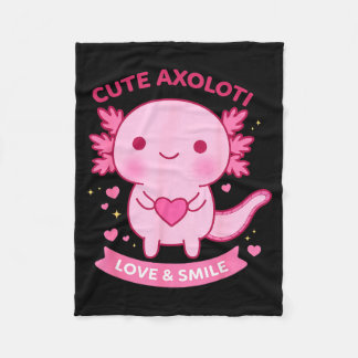 Cute Axolotl Love &amp; Smile Kawaii Heart Animal  Fleece Deken
