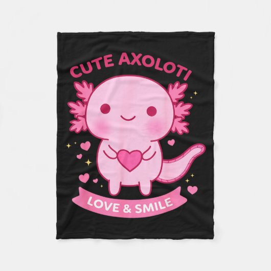 Cute Axolotl Love &amp; Smile Kawaii Heart Animal  Fleece Deken (Voorkant)