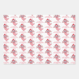 Cute Axolotl Love of Santa Childs Name Inpakpapier Vel