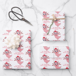 Cute Axolotl Love of Santa Childs Name Inpakpapier Vel