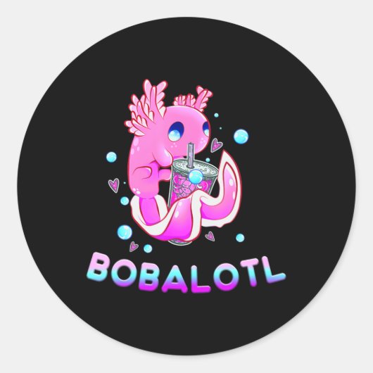 Cute Axolotl Lover Bobalotl Boba Kawaii Anime Japa Ronde Sticker (Voorkant)