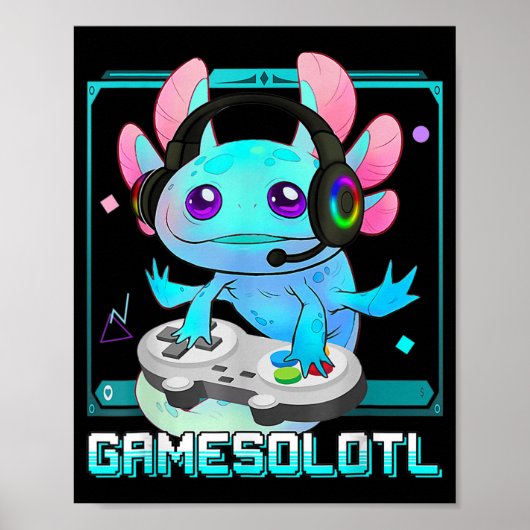 Cute Axolotl Lover Gamesalotl Gaming Axolotl Kinde Poster (Voorkant)