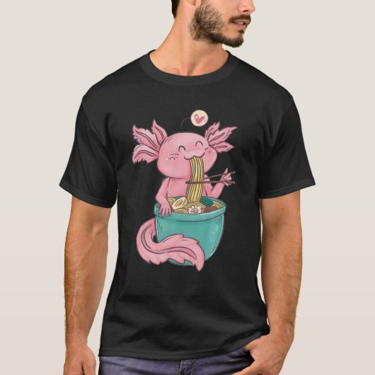 Cute Axolotl Lover Snaxolotl Eating Ramen Kawaii A T-shirt (Voorkant)