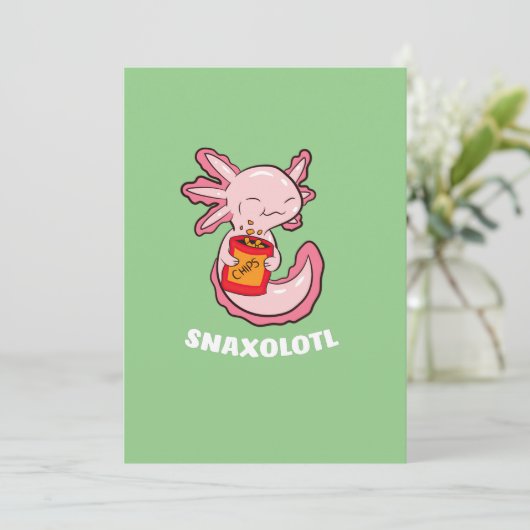 Cute Axolotl Lover Snaxolotl Kawaii Axolotl Food Feestdagenkaart (Staand voorkant)