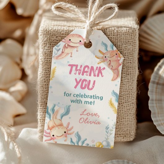 Cute Axolotl Meisje Verjaardag Bedankt Label Cadeaulabel