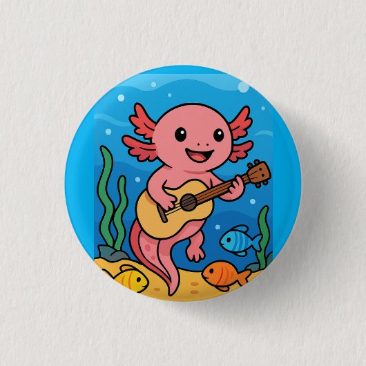 Cute Axolotl Musician Button (Voorkant)