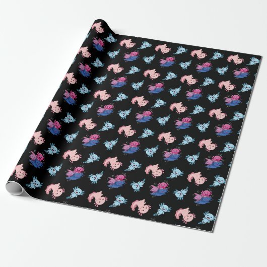 Cute Axolotl Pattern Cadeaupapier (Uitgerold)