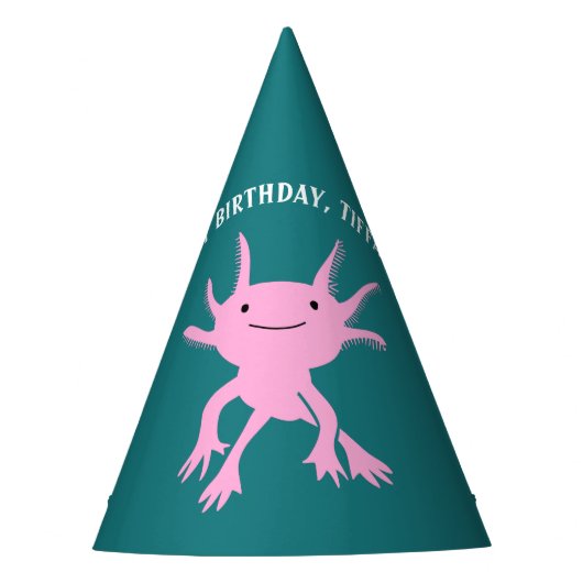 Cute Axolotl Pink Salamander Birthday Party Feesthoedjes (Voorkant)
