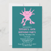 Cute Axolotl Pink Salamander Birthday Party Kaart (Voorkant)