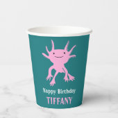 Cute Axolotl Pink Salamander Birthday Party Papieren Bekers (Achterkant)