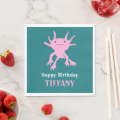 Cute Axolotl Pink Salamander Birthday Party Servet (Insitu)
