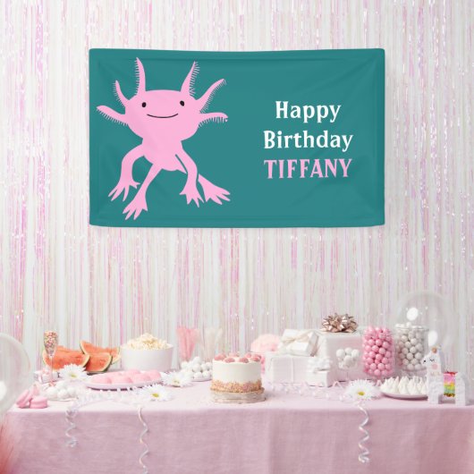 Cute Axolotl Pink Salamander Birthday Party Spandoek (Feest)