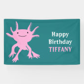 Cute Axolotl Pink Salamander Birthday Party Spandoek (Horizontaal)