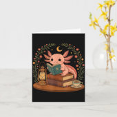 Cute Axolotl Reading Books Cozy Bookworm  Kaart (Gele Bloem)