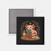 Cute Axolotl Reading Books Cozy Bookworm  Magneet (Voorkant / Achterkant)