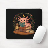 Cute Axolotl Reading Books Cozy Bookworm  Muismat (Met muis)