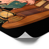 Cute Axolotl Reading Books Cozy Bookworm Poster (Hoek)