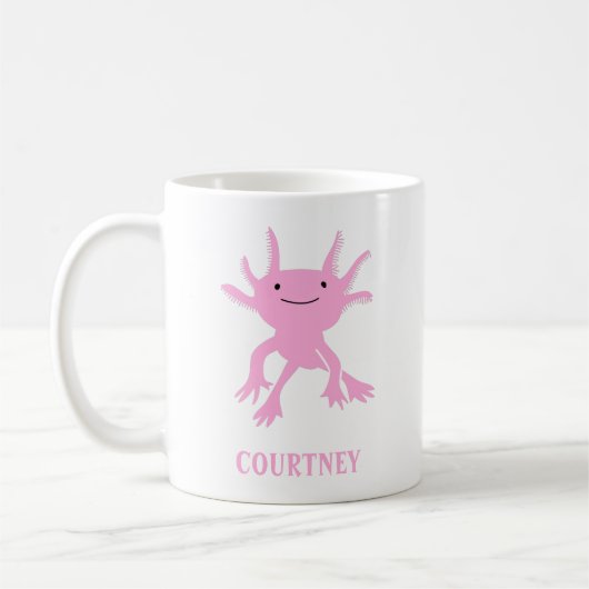 Cute Axolotl roze salamander gepersonaliseerd Koffiemok (Links)