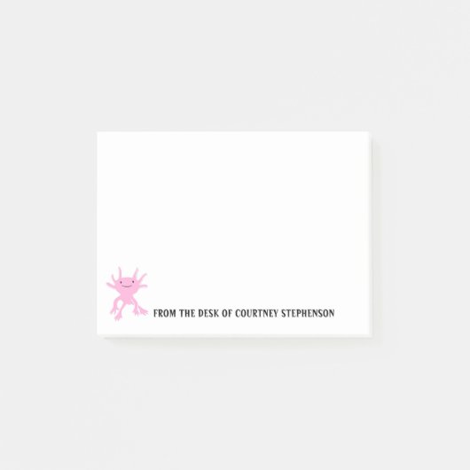 Cute Axolotl roze salamander gepersonaliseerd Post-it® Notes (Voorkant)