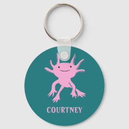 Cute Axolotl roze salamander gepersonaliseerd Sleutelhanger