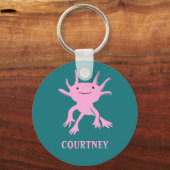 Cute Axolotl roze salamander gepersonaliseerd Sleutelhanger (Voorkant)