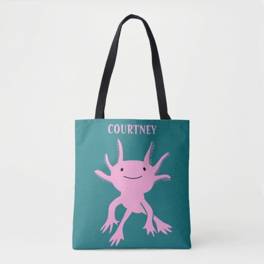 Cute Axolotl roze salamander gepersonaliseerd Tote Bag (Voorkant)