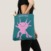 Cute Axolotl roze salamander gepersonaliseerd Tote Bag (Dichtbij)