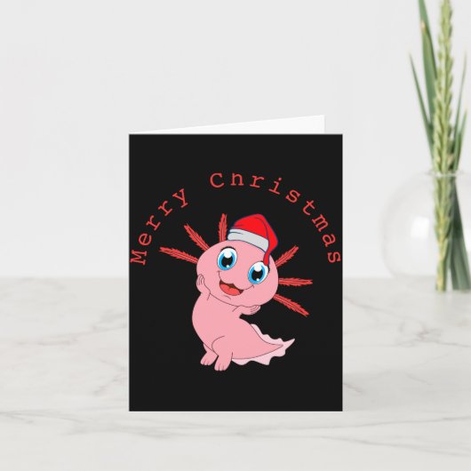 Cute Axolotl Santa Merry Christmas T Shirt  Kaart (Voorkant)