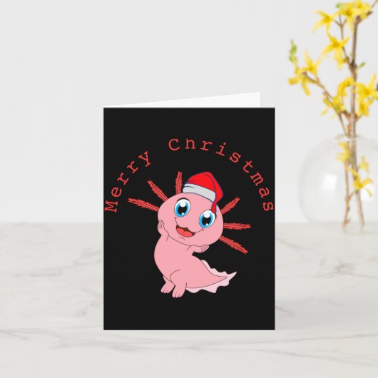 Cute Axolotl Santa Merry Christmas T Shirt  Kaart (Gele Bloem)