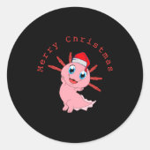 Cute Axolotl Santa Merry Christmas T Shirt  Ronde Sticker (Voorkant)